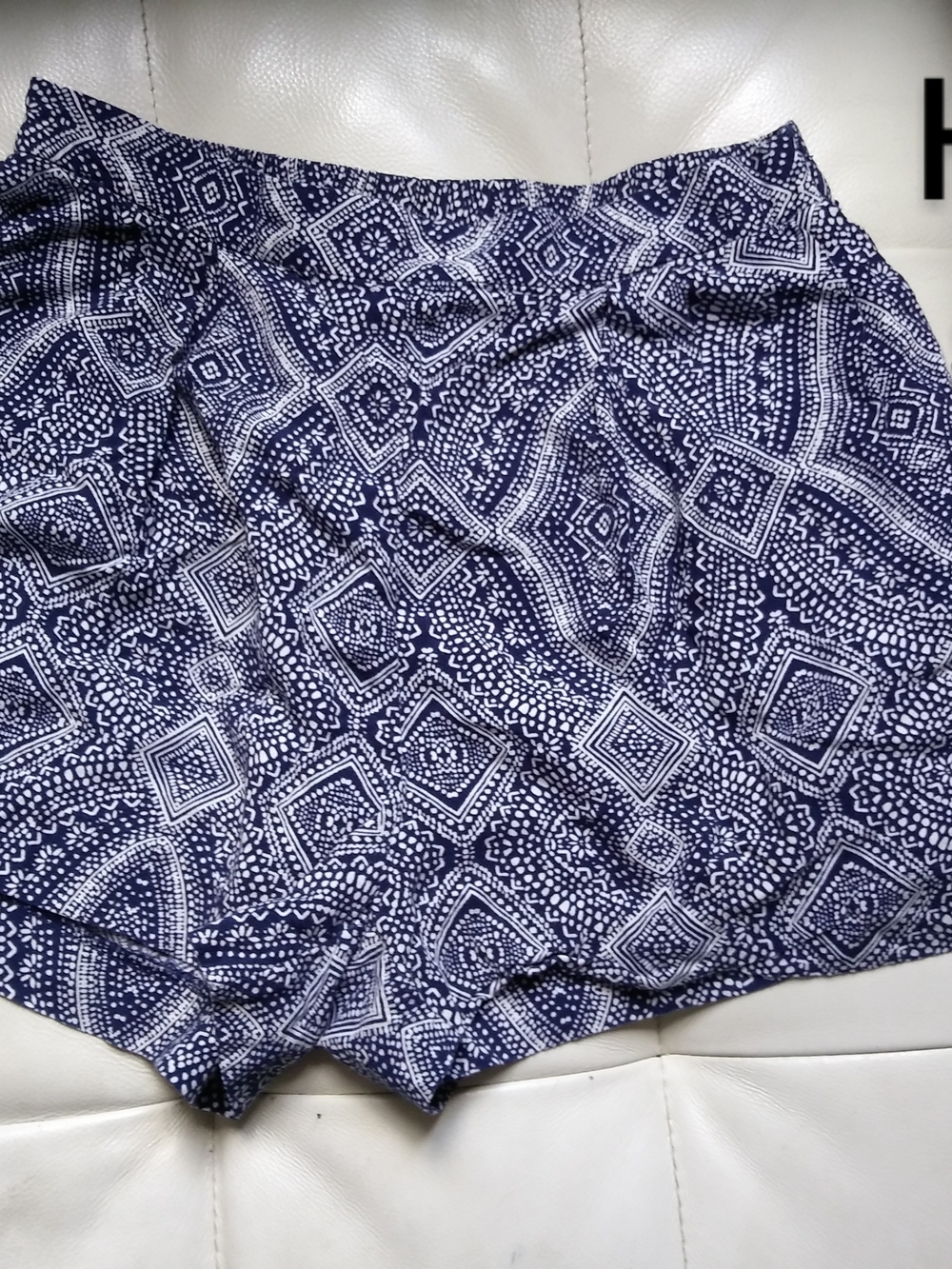 H&M Navy Print High Waist Shorts